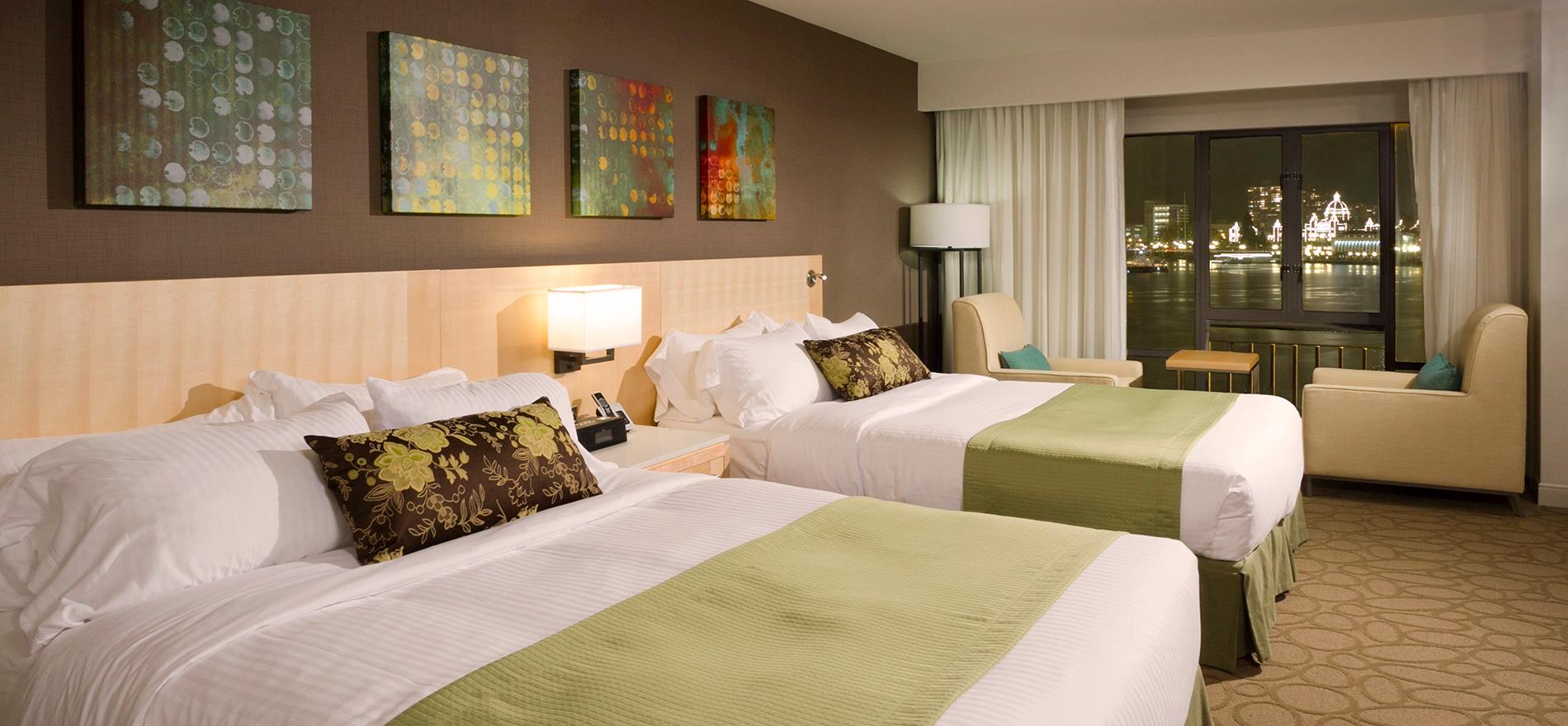 Two beds at the Delta Hotel in Victoria, BC