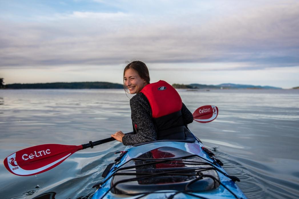 a kayaker on the water near Sidney, BC