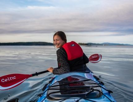 a kayaker on the water near Sidney, BC