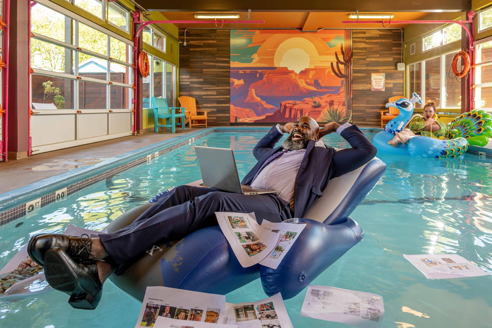 Work from anywhere! Including our pool.